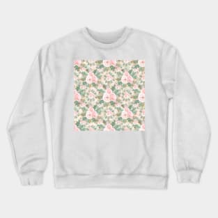 Elegant Blush Pink Roses Floral Mint Golden Leaves Crewneck Sweatshirt